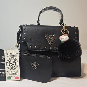 Valentino Orlandi Black Crossbody Bag w/ Wallet NWT Includes cute Bag charm